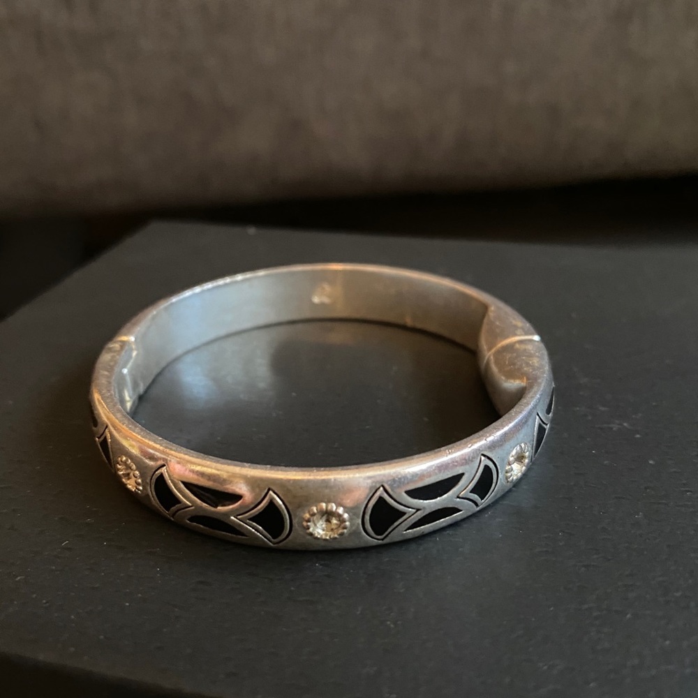 BRIGHTON Silver/Rhinestone Hinged Bangle Bracelet